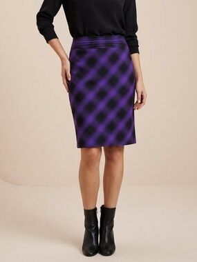 The Limited Purple Plaid Pencil Skirt Size 8